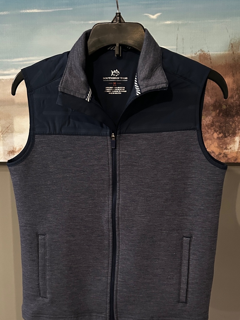 Southern Tide Boy’s Waterfront Quilted Vest in Dress Blue